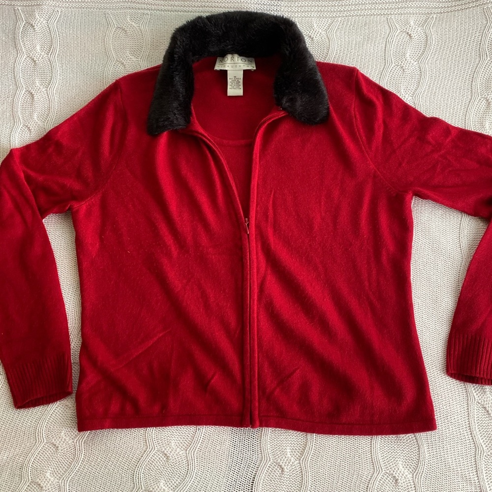 NORTON MCNAUGHTON DETATCHABLE FUR SWEATER ❤️♥️🖤
